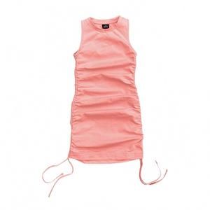 NEW LITTLE OLIN girl's gathered jersey dress in pink coral